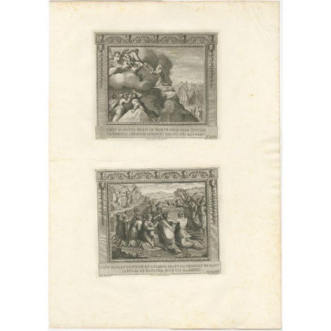 Antique Religion Print of Moses on Mount Sinai Receiving the Stone Tablets, view 2