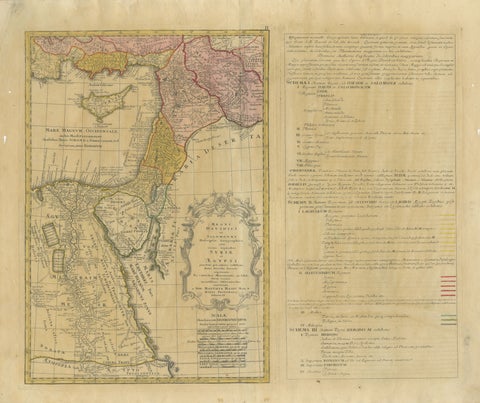 Antique Biblical Map Holy Land, David & Solomon Kingdoms, Hase 1739