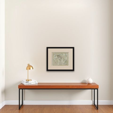 Antique New Testament Map with Plan of Jerusalem after Bonne, circa 1770, shown framed on a wall, true to size