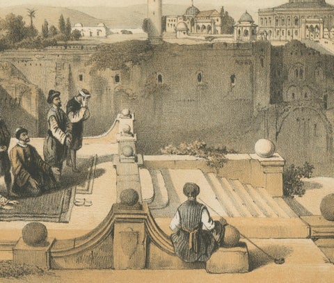 Chromolithograph of the Temple Mount in Jerusalem, Historical View of 1862, close-up 1