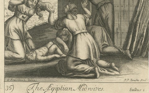 Exodus and Defiance: P.P. Bouche's 1705 Engraving of the Egyptian Midwives, close-up 1