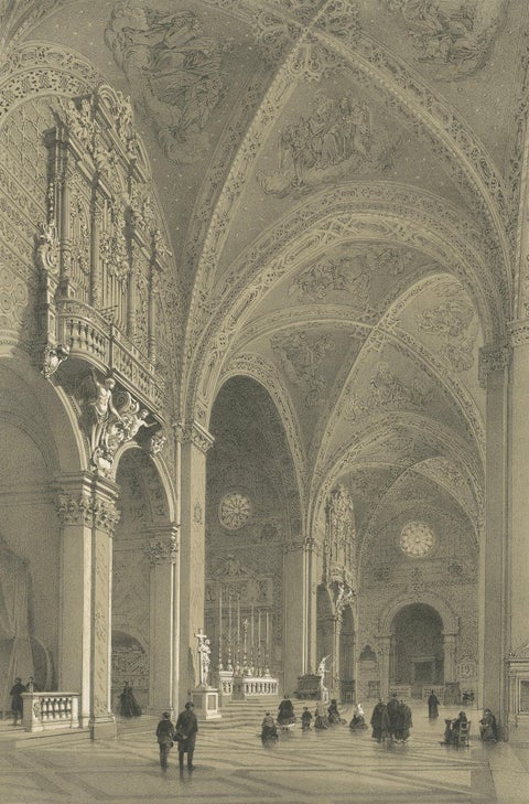 Santa Maria sopra Minerva, Rome, Gothic Church Interior, 1868, close-up 2