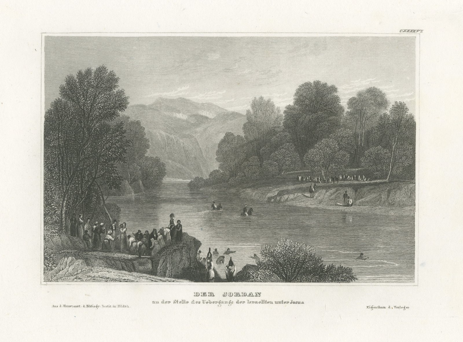 The River Jordan at Joshua's Crossing, Antique Holy Land View, circa 1850