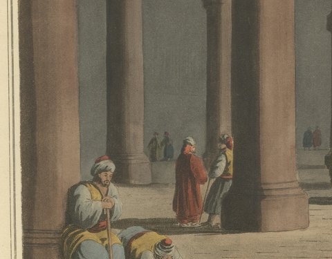 Cathedral at Tortosa, Gothic Interior in Syria, Antique Aquatint, 1810, close-up 2