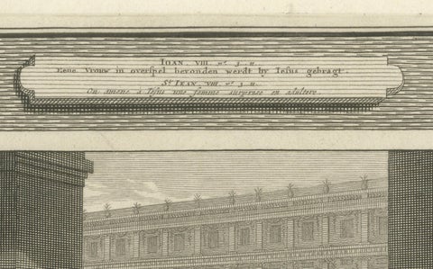 Biblical Engravings, Christ, The Adulterous Woman & The Stoning of Stephen 1700, close-up 2