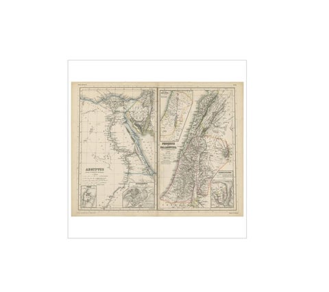 Antique Map of Egypt and Palestina by H. Kiepert, circa 1870, view 3