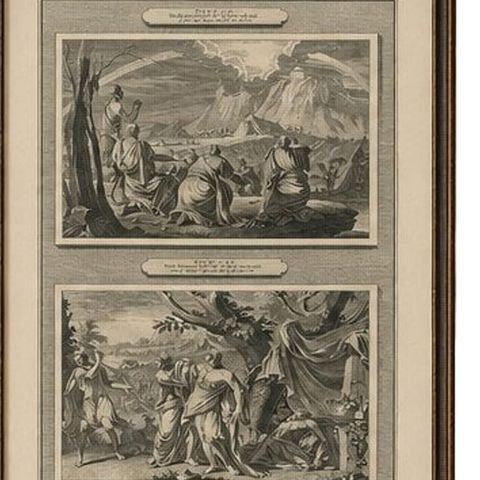 Genesis Narrative Engravings Set, Mortier Amsterdam, Flood to Babel Scenes 1700, close-up 1