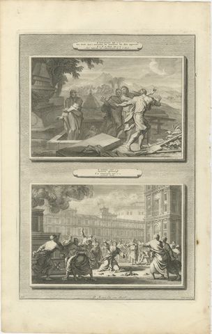 Dead Man Revived by Elisha's Bones and Zechariah Stoned, Mortier, circa 1700