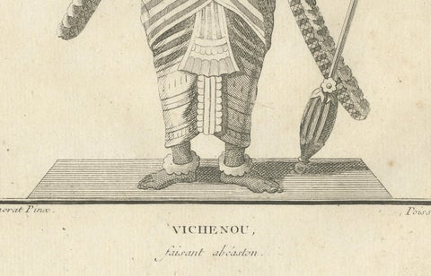 1806 Engraving: Vishnu's Divine Majesty in Hindu Iconography, close-up 3