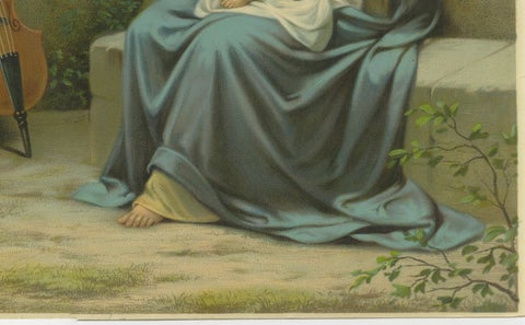 Virgin Mary with Christ Child & Angel Musicians, German Chromolithograph, 1900, close-up 2