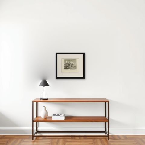 Antique Print of the Bethlehem Church of Leiden, the Netherlands, shown framed on a wall, true to size