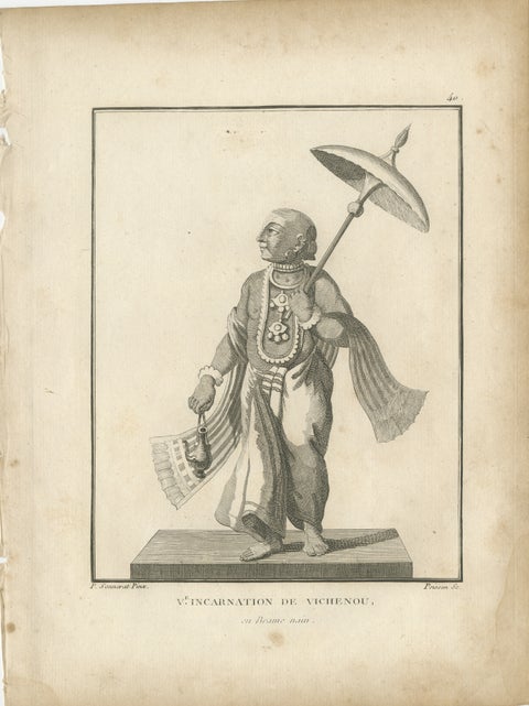 Unique 1806 Vamana Vishnu Dwarf Avatar Antique Print, Hindu Engraving, view 2