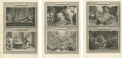 Dutch Baroque Passion of Christ, 3 Double-Scene Engravings by Mortier ca 1700, view 6