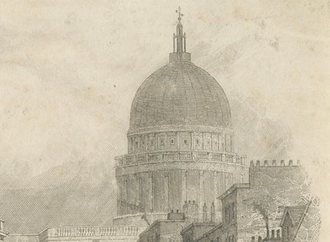 Post Office and St. Paul's Cathedral, London, Engraving by J. Shury, ca. 1850, close-up 1
