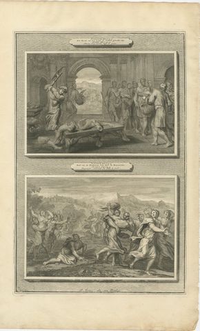 The Levite's Concubine and the Daughters of Shiloh, Mortier Bible circa 1700