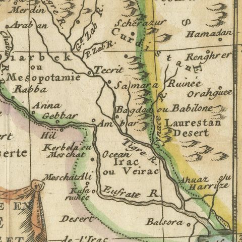 Antique Turkey in Asia Map with Cyprus and the Holy Land, circa 1760, close-up 3