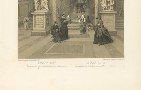 The Holy Staircase (Scala Santa), Rome, Sacred Interior Scene, 1868, close-up 3