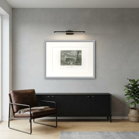 Antique View of the Tombs of the Kings, Jerusalem, Steel Engraving, circa 1850, shown framed in a room, true to size