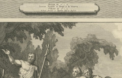 John the Baptist & Baptism of Christ, Pieter Mortier Engraving, ca.1700, close-up 5