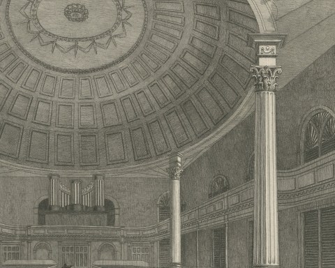 Presbyterian Church Interior, Savannah, Drawn by W. Goodacre, circa 1850, close-up 2