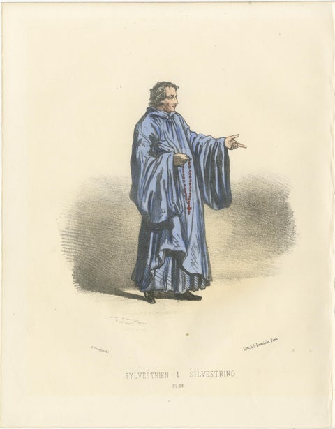 Sylvestrien, 1862 Hand-Colored Lithograph of a Sylvestrine Monk, view 2