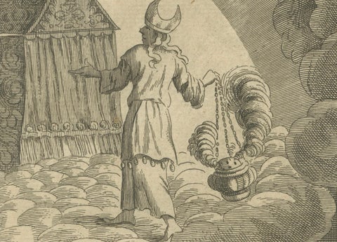 Epistle to the Hebrews Engraving, Paul, Law & Gospel Allegory c.1735, close-up 5