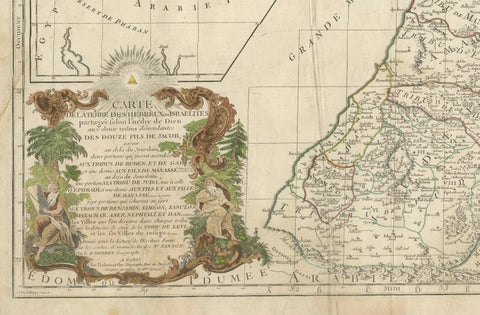 Holy Land Map of the Twelve Tribes of Israel, After Sanson, Paris c.1798, close-up 3