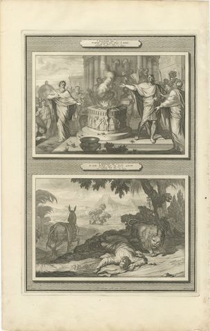 Prophecy at Bethel and the Prophet Slain by a Lion, Pieter Mortier, circa 1700, view 2