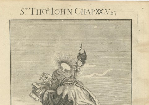 St. Thomas Apostle Engraving, John XX Doubting Thomas c.1735, close-up 1