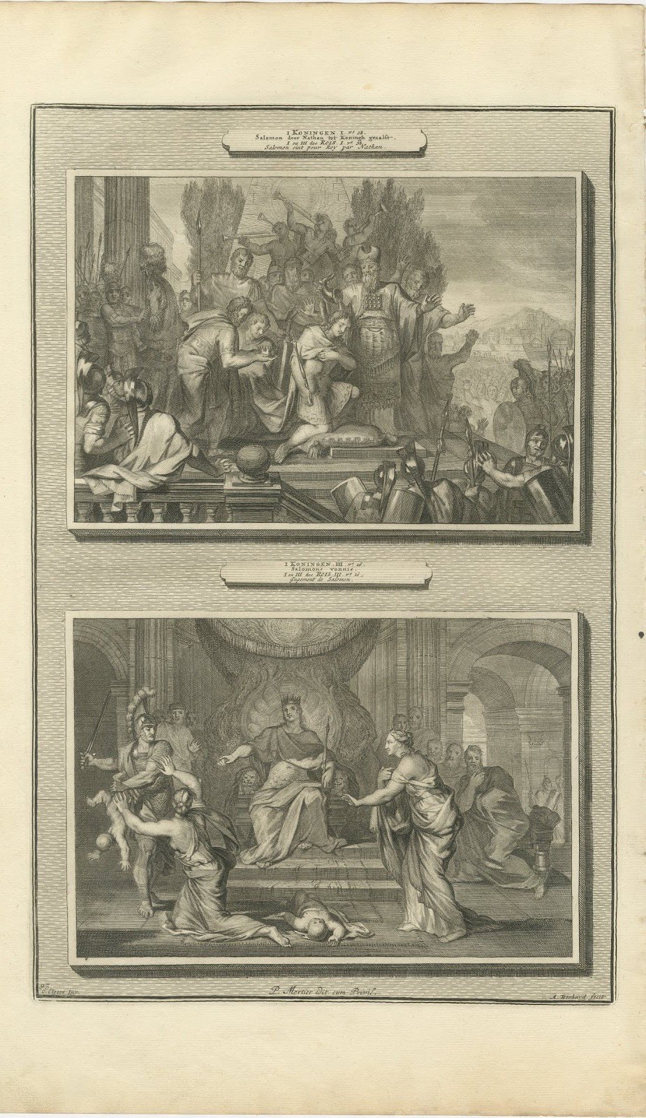 Solomon Anointed King and the Judgment of Solomon, Pieter Mortier, circa 1700