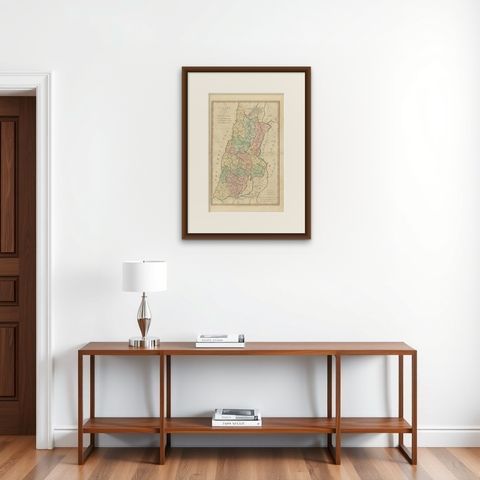 Canaan from Joshua to the Babylonian Captivity, Biblical Holy Land Map, 1823, shown framed on a wall, true to size