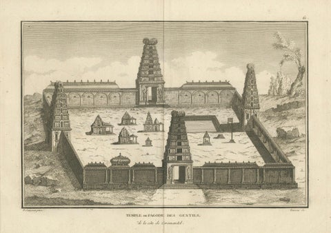 1806 Engraving of Arunachalesvara Temple, Hindu Pagoda on Coromandel Coast, close-up 6
