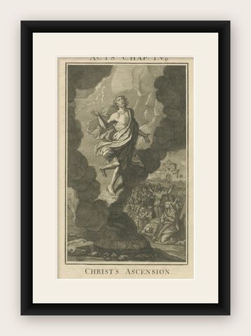 Christ's Ascension Engraving, Acts I Ascension Scene c.1735, shown framed