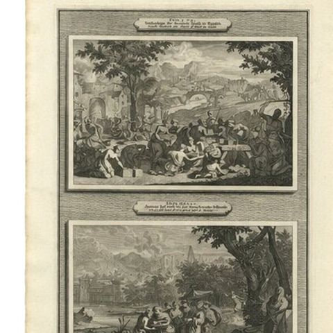 Antique Bible Print Set, Genesis & Exodus Scenes, Mortier c.1700, close-up 1