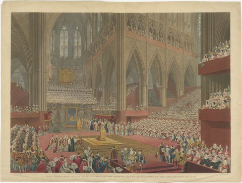 Hand-Coloured Engraving of George IV’s Coronation at Westminster Abbey, 1822, view 2