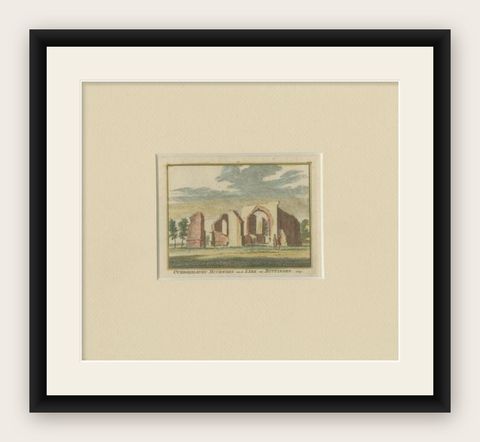 Antique Print of the Ruins of the Church of Buttinge by Spilman, c.1750, shown framed