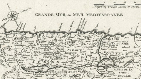 Antique Map of the Holy Land Palestine & Jerusalem, Elias Baeck ca. 1700, close-up 3