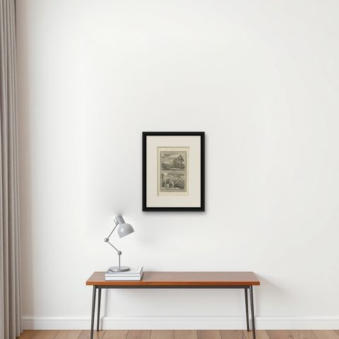 Sons of Saul Hanged and the Plague after David's Census, Mortier, circa 1700, shown framed on a wall, true to size