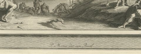 Gideon's Fleece and Gideon Chooses His Soldiers, Mortier Bible circa 1700, close-up 1