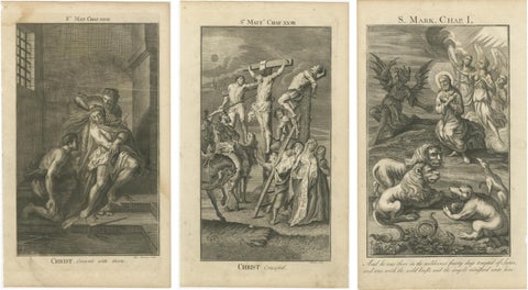 Biblical Engravings, Christ Crowned, Crucified & Tempted in the Wilderness 1735, view 2
