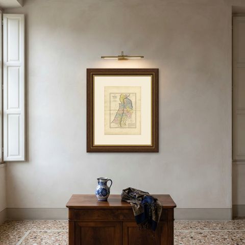 Canaan Divided into the Twelve Tribes, Antique Hand-Colored Map, 1823, shown framed on a wall, true to size