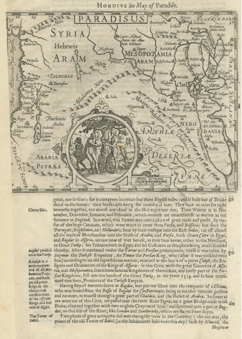 Antique Map of the Holy Land, with vignette of the Garden of Eden, view 3