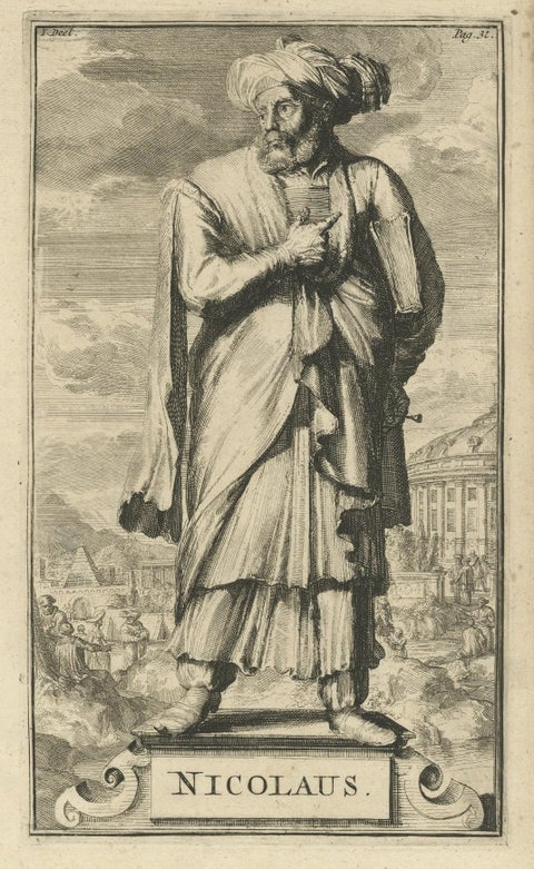 Antique Print of Nicolaus, Christian Heresy, Published Ca. 1701, close-up 1