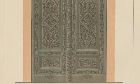 Seljuk Carved Wooden Door from Konya, Islamic Architecture, Raymond 1924, close-up 3