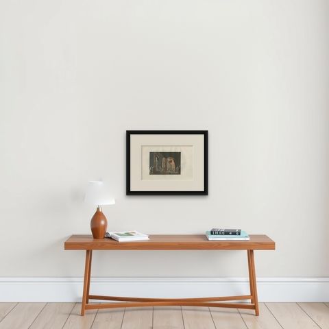 Antique Print of the Church of Bethlehem by Ferrario, '1831', shown framed on a wall, true to size