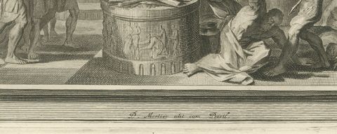 Jehu and the Heads of Ahab's Sons and Baal's Prophets Slain, Mortier, circa 1700, close-up 1