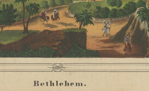 Romantic Antique View of Bethlehem Holy Land under a Pink Sunset, ca. 1850, close-up 4