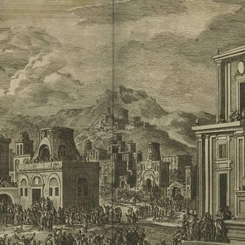 Antique Bible Print of Pilate and Jesus by J. Luyken, 1743, close-up 1
