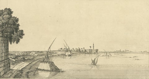 View of the Great Mosque Atter Ennabi, Egypt, Norden Copper Engraving 1755, close-up 2