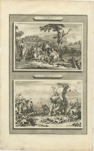 Death of Antiochus and Eleazar Slays the War Elephant, Mortier, circa 1700, view 2